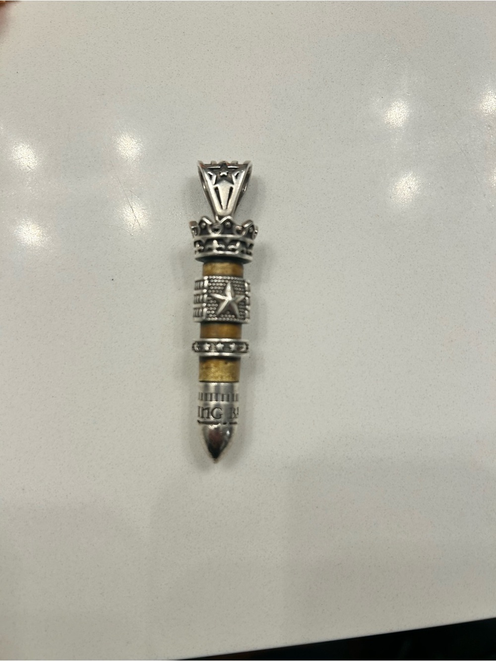 King Baby Studio .38 SPECIAL BULLET
W/SILVER STAR FLAG AND STAR RING PENDANT